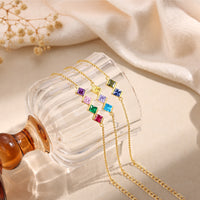 Gold Square Birthstone Link Bracelet