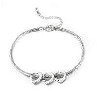 Heart Birthstone Engraved Name Anklet