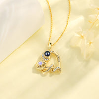 Heart Rose Birthstone Photo Projection Necklace