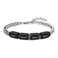 Men's Black Name Bead Wheat Chain Bracelet