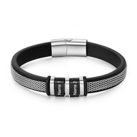 Men's Steel Mesh Name Bead Bracelet