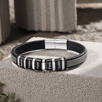 Men's Steel Mesh Name Bead Bracelet