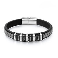 Men's Steel Mesh Name Bead Bracelet