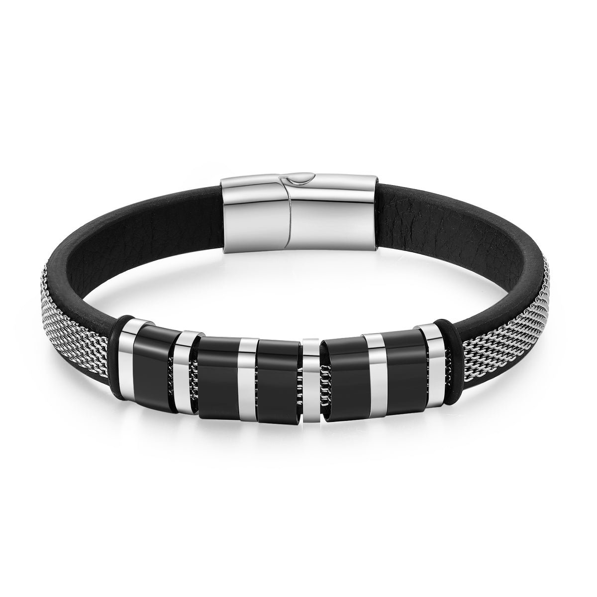 Men's Steel Mesh Name Bead Bracelet