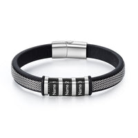Men's Steel Mesh Name Bead Bracelet