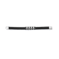 Men's Black PU Leather Name Bead Bracelet