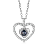 Crystal Heart Photo Projection Pendant Necklace
