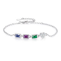 Rectangle Birthstone Heart Charm Bracelet