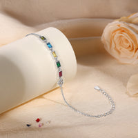 Rectangle Birthstone Heart Charm Bracelet