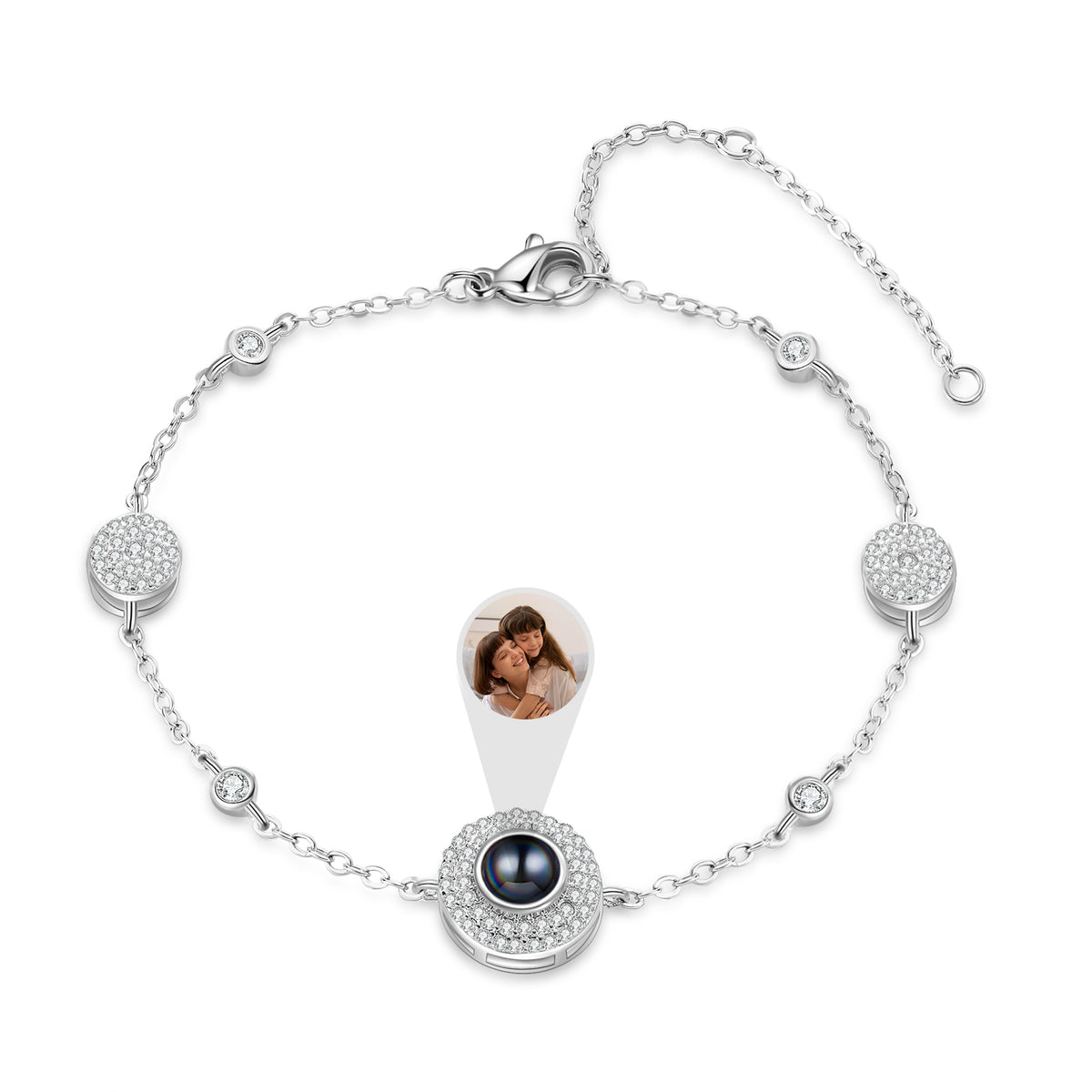 Dainty Round Photo Projection Chain Bracelet