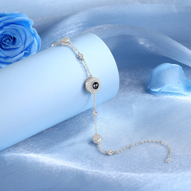 Dainty Round Photo Projection Chain Bracelet
