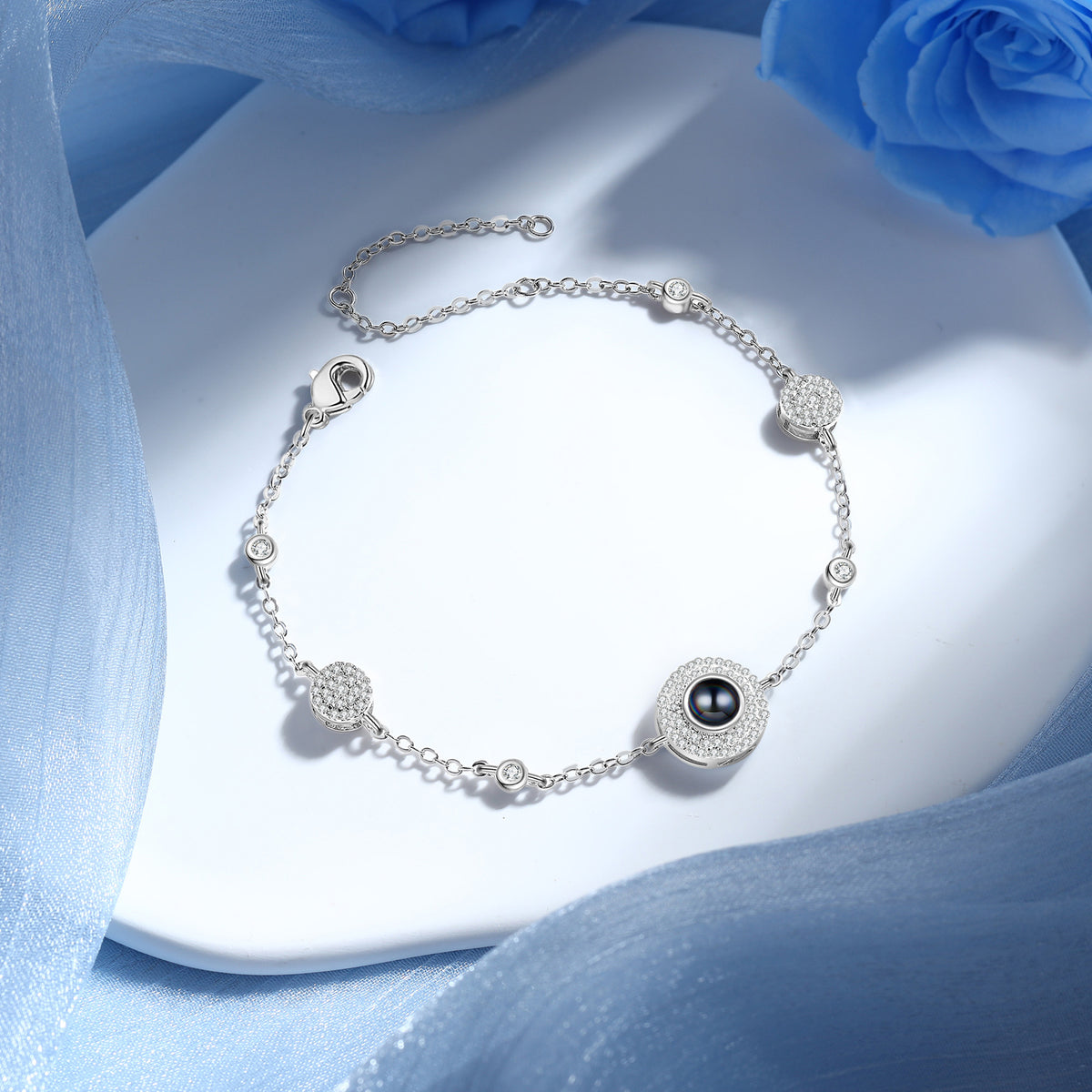 Dainty Round Photo Projection Chain Bracelet