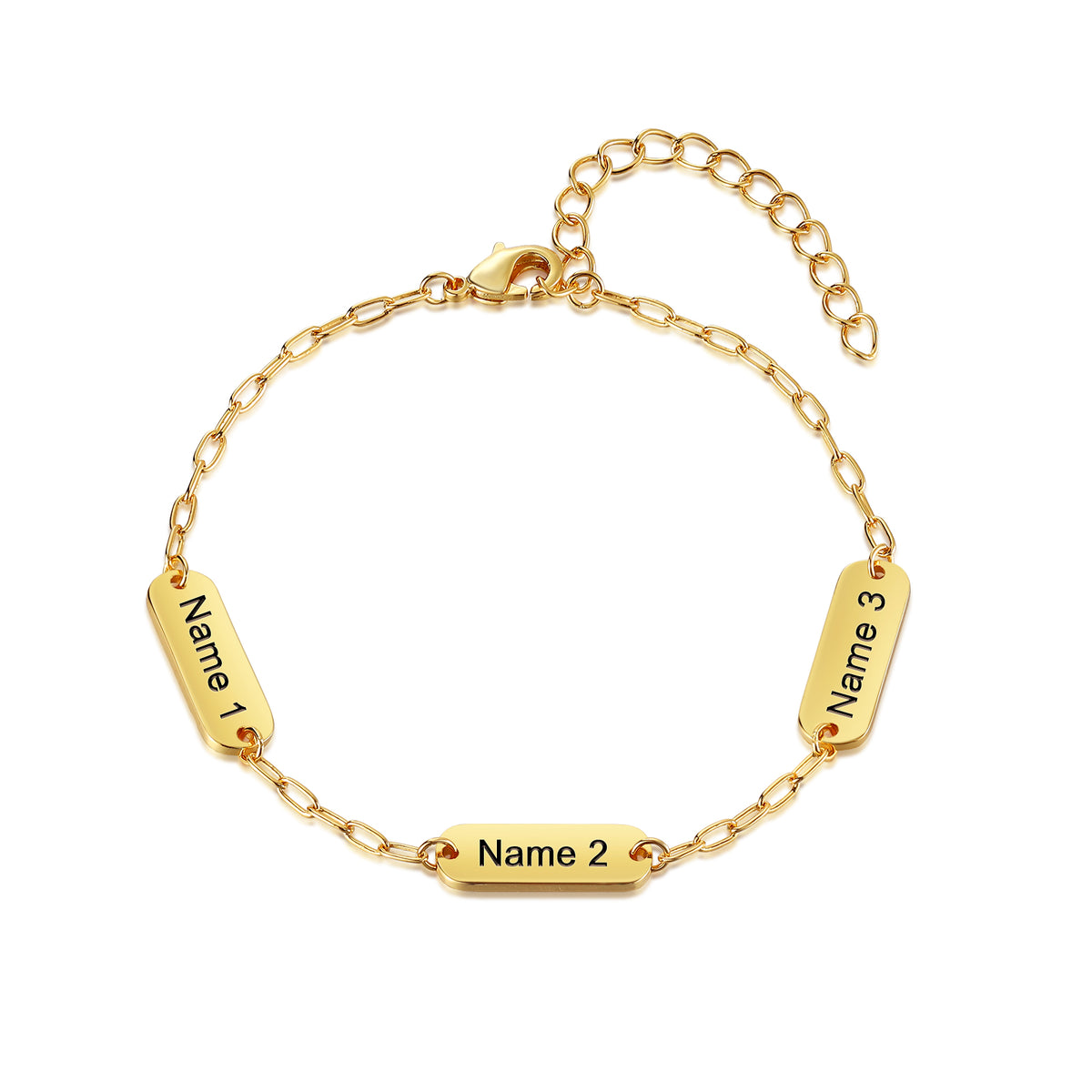 Gold Engraved Name Plate Link Bracelet