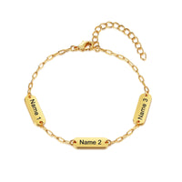 Gold Engraved Name Plate Link Bracelet