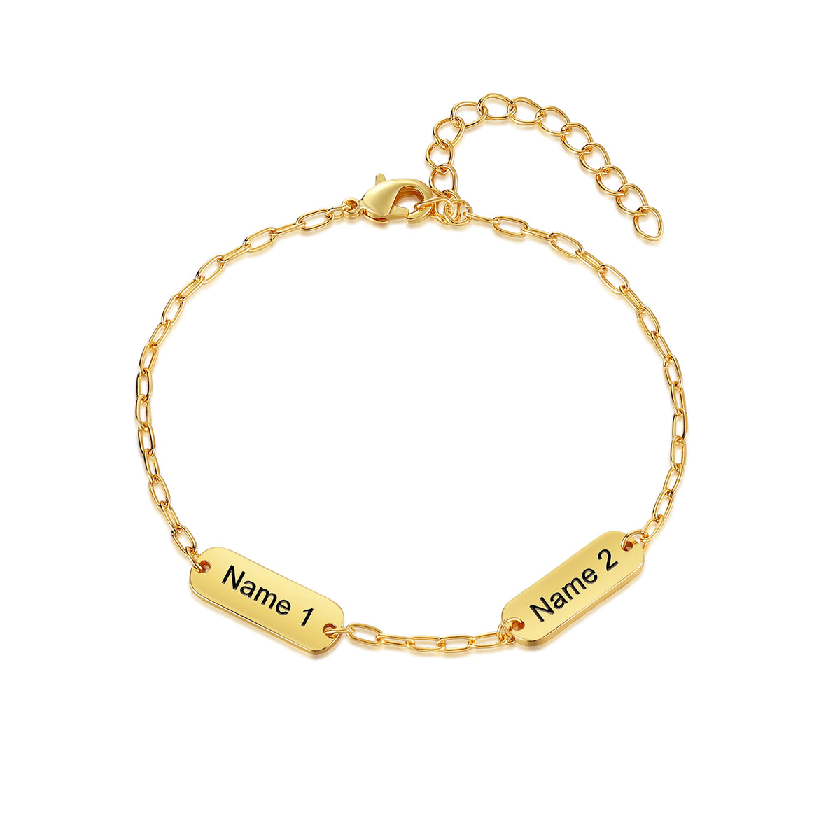 Gold Engraved Name Plate Link Bracelet
