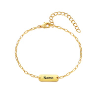 Gold Engraved Name Plate Link Bracelet