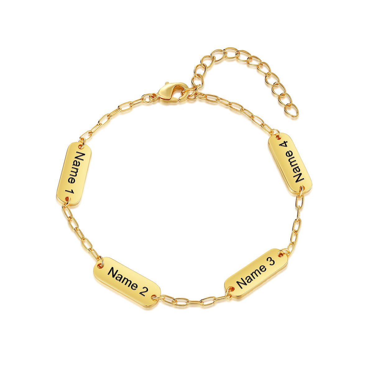 Gold Engraved Name Plate Link Bracelet