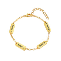 Gold Engraved Name Plate Link Bracelet