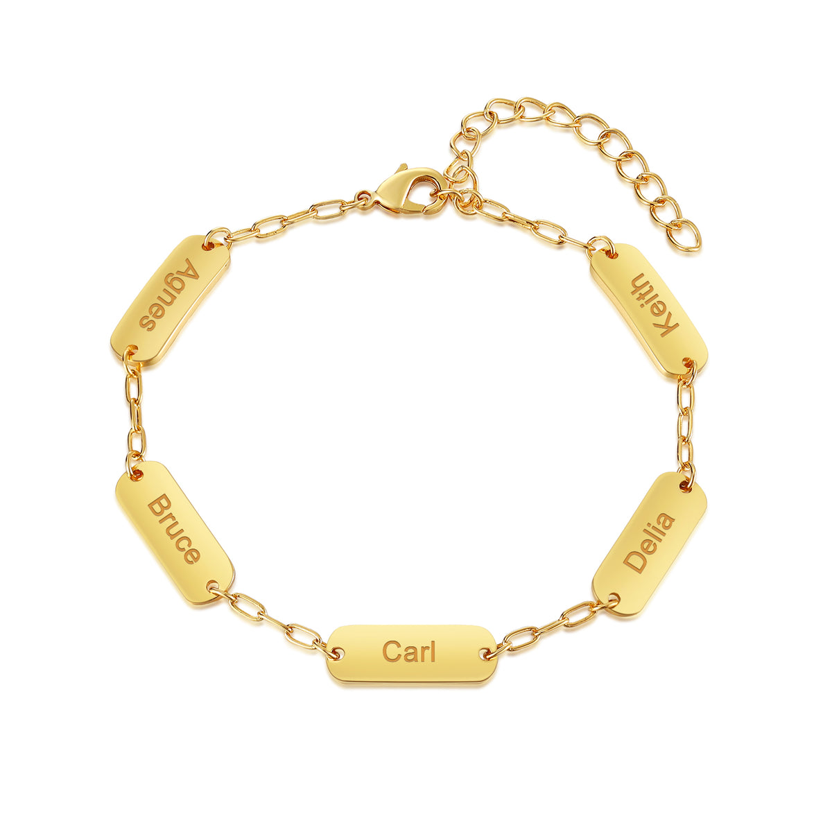 Gold Engraved Name Plate Link Bracelet