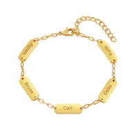 Gold Engraved Name Plate Link Bracelet