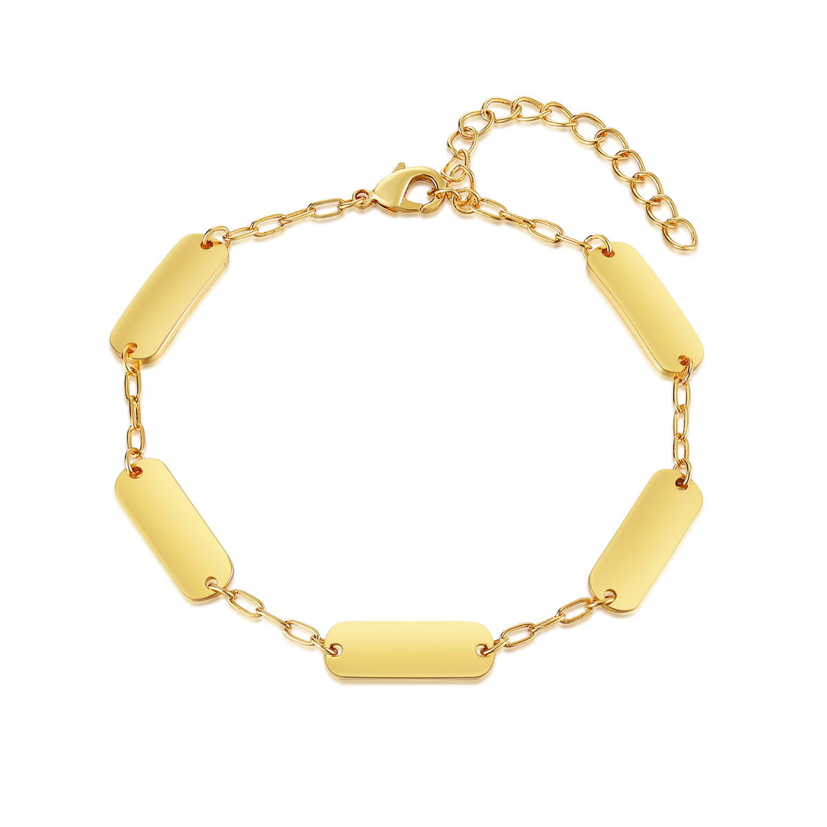 Gold Engraved Name Plate Link Bracelet