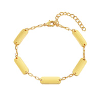 Gold Engraved Name Plate Link Bracelet