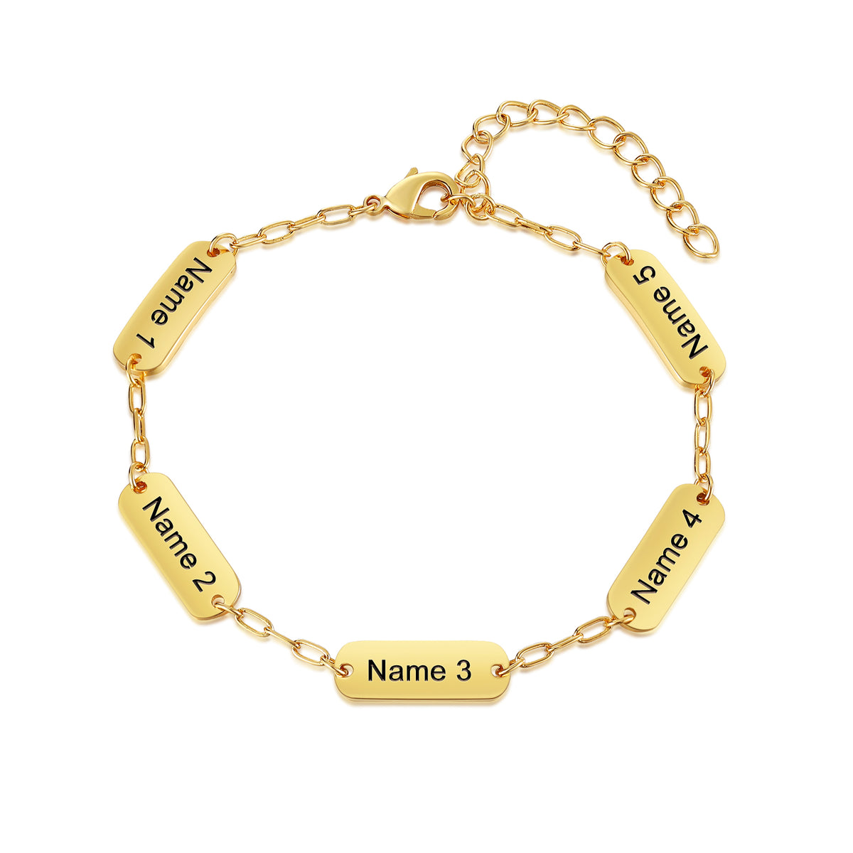 Gold Engraved Name Plate Link Bracelet