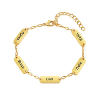 Gold Engraved Name Plate Link Bracelet