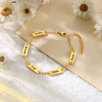 Gold Engraved Name Plate Link Bracelet