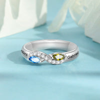 Infinity Birthstone Engraved Name Ring