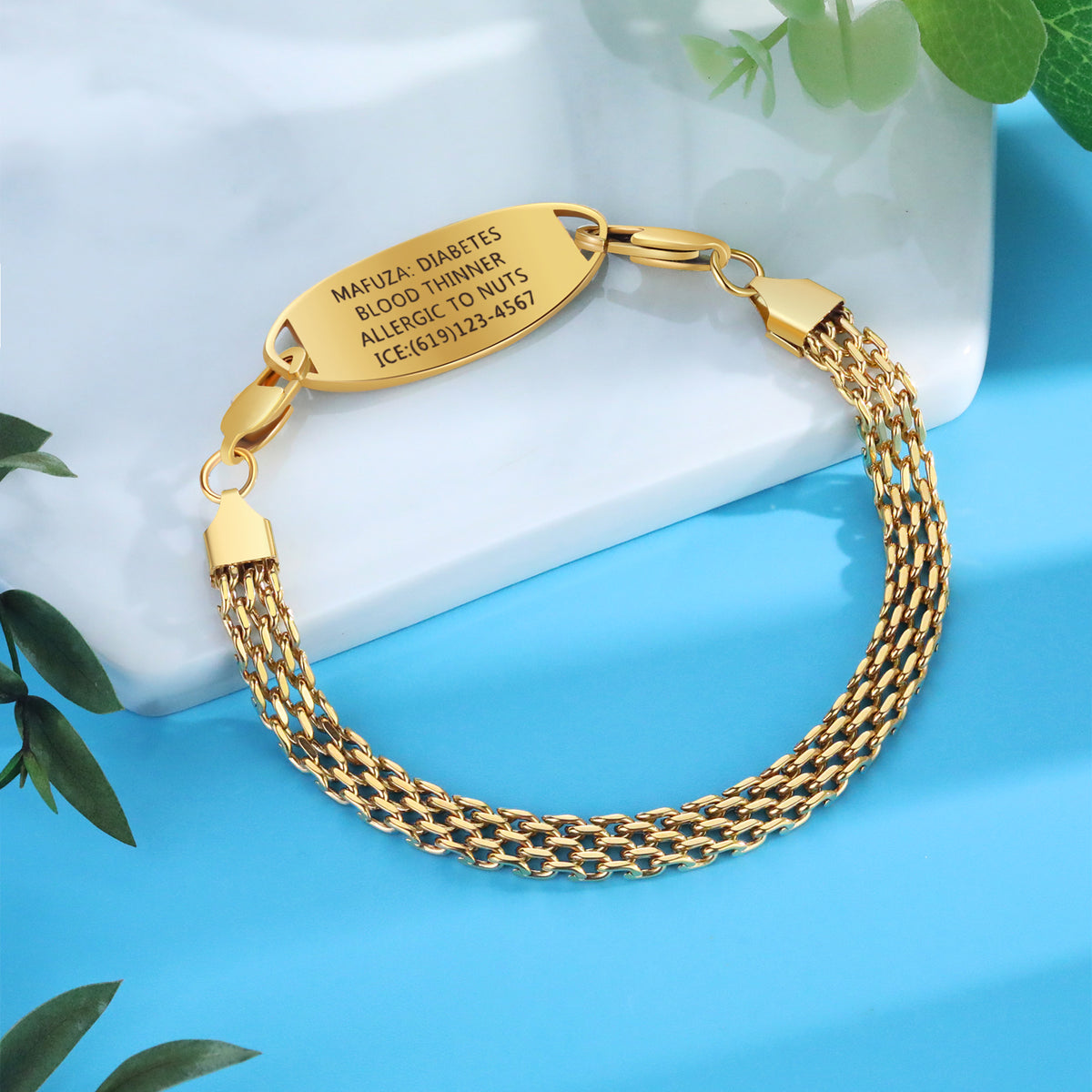Mesh Chain Medical ID Bracelet