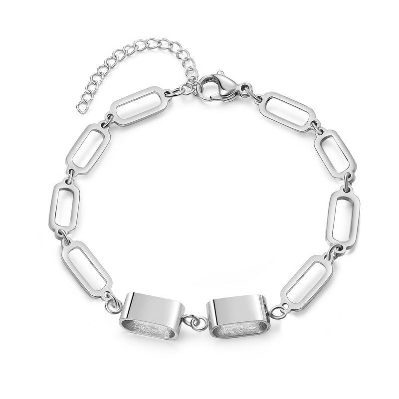 Men's Rectangle Link Engraved Name Bracelet