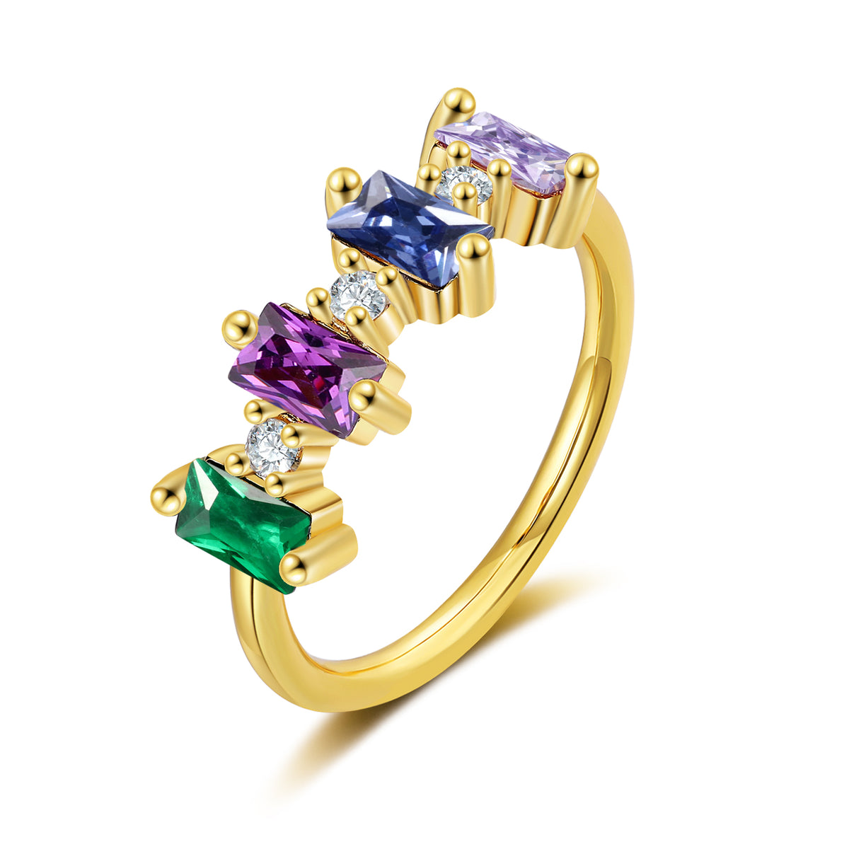Gold Baguette Birthstone Ring