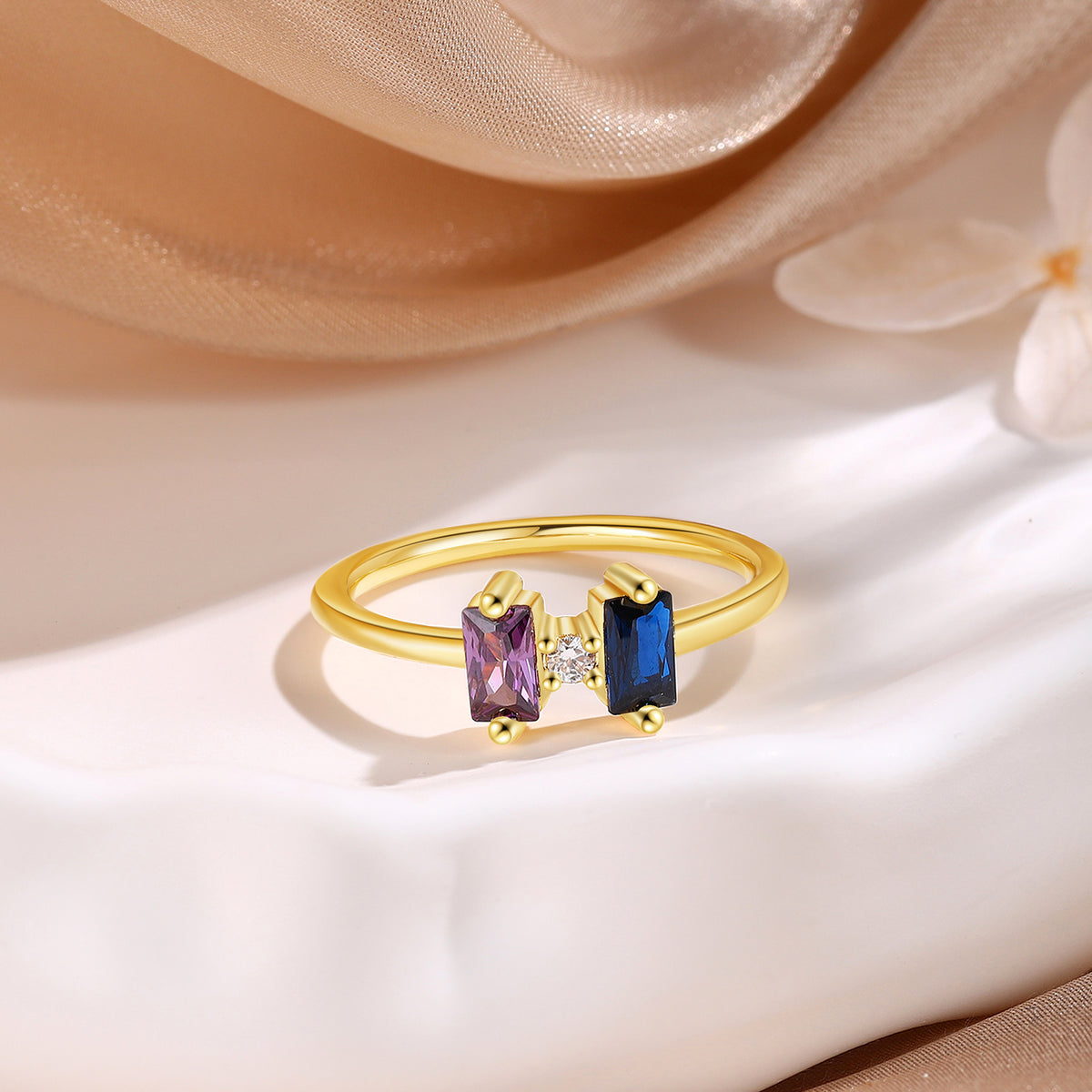 Gold Baguette Birthstone Ring