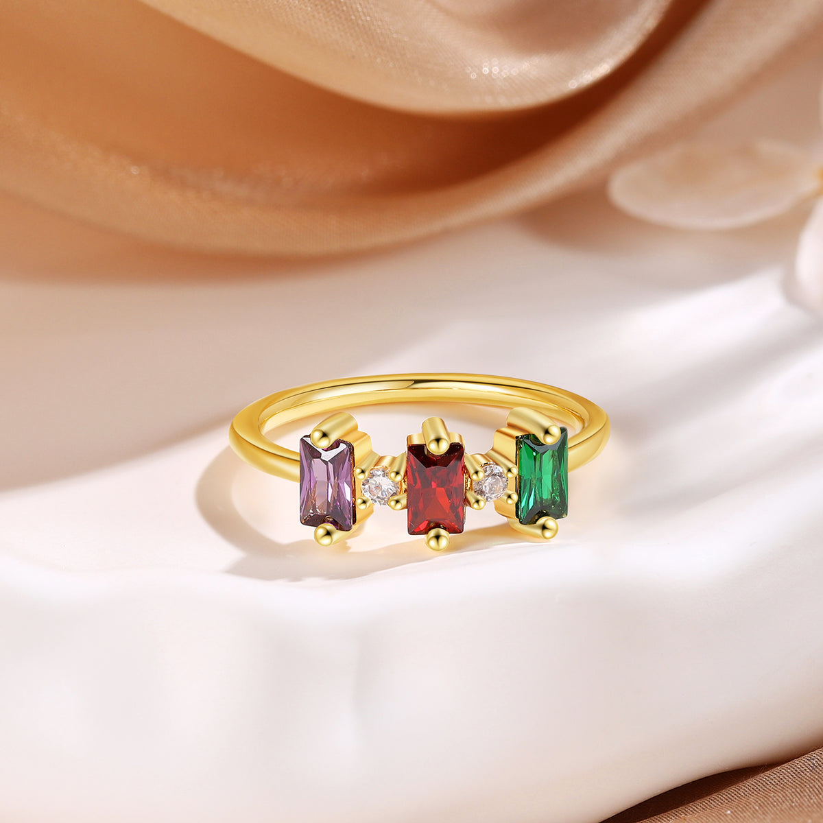 Gold Baguette Birthstone Ring