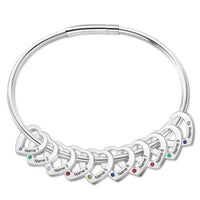 Engraved Birthstone Ring Charm Bangle Bracelet