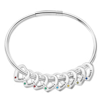 Engraved Birthstone Ring Charm Bangle Bracelet