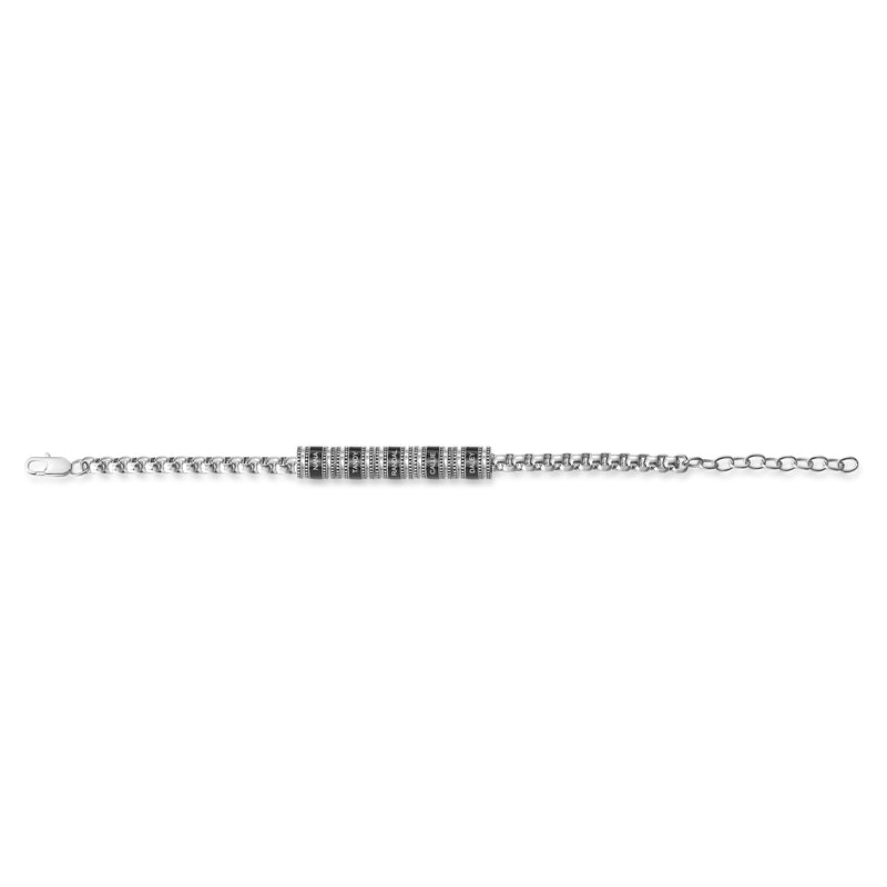 Slim Chain Engraved Name Bead Bracelet
