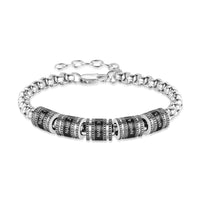 Slim Chain Engraved Name Bead Bracelet