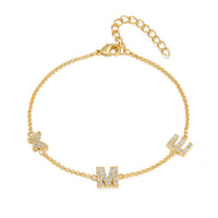 Gold Initial Letter Charm Bracelet