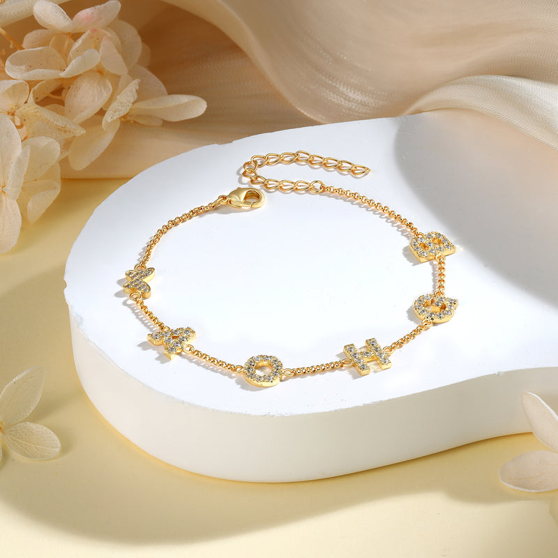 Gold Initial Letter Charm Bracelet