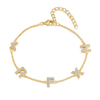 Gold Initial Letter Charm Bracelet