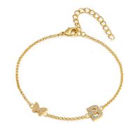 Gold Initial Letter Charm Bracelet