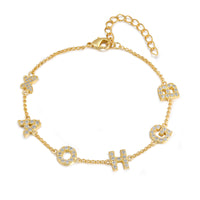 Gold Initial Letter Charm Bracelet