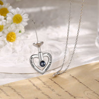Heart Photo Projection Necklace, White Gold