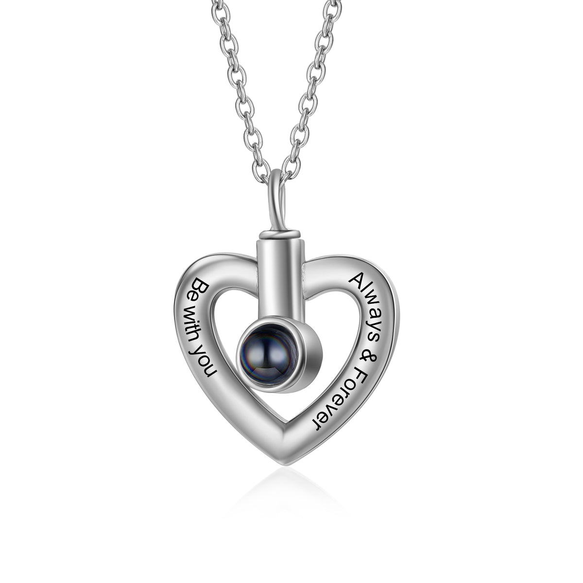 Heart Photo Projection Necklace, White Gold
