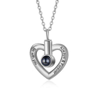 Heart Photo Projection Necklace, White Gold