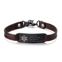 Brown and Black Leather Engraved Name Bracelet