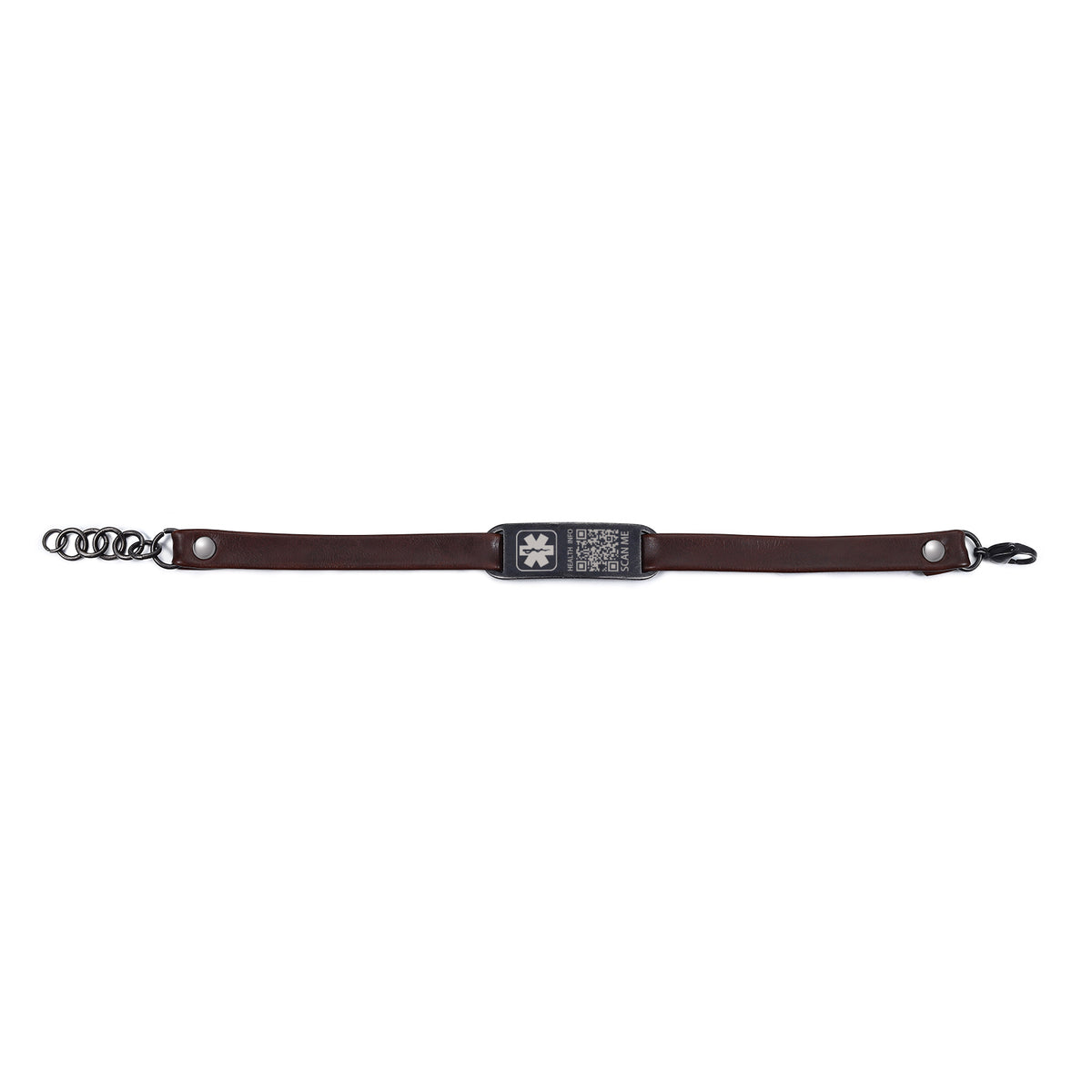 Brown and Black Leather Engraved Name Bracelet