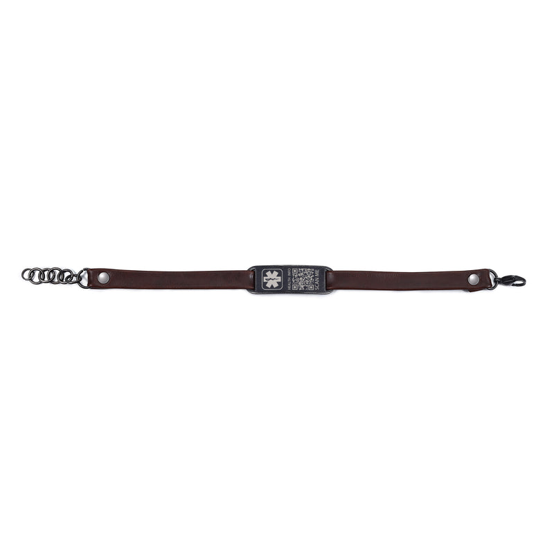 Brown and Black Leather Engraved Name Bracelet